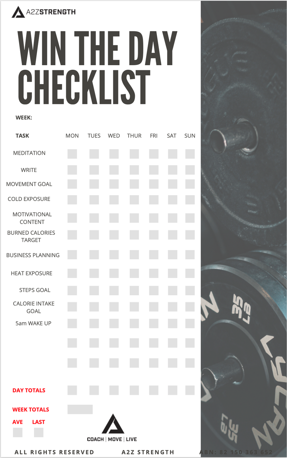 WIN THE DAY CHECKLIST